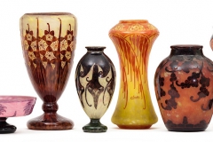Cambi-Schneider-Le-Verre-Francais-gruppo-di-vasi-in-pasta-vitrea-con-decoro-a-cammeo-Francia-1925